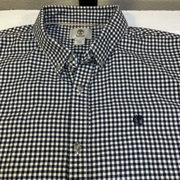 TIMBERLAND Shirt Sz XXL Slim Fit Flannel Button Up Long Sleeve  Houndstooth - Picture 1 of 6